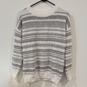Pink Clover Striped Gray and White Sweater